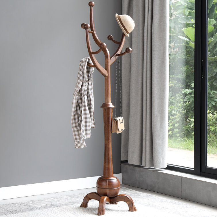 Janiya Solid Wood Freestanding 8 Hook Coat Rack